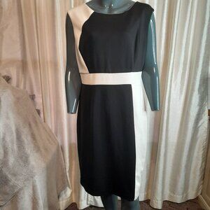 ROZ & ALI Color Block Midi Sheath Dress Size 16